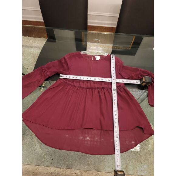 Stylus Top Women’s Size Medium Purple 100% Polyester Peplum Hem Bell Sleeves - Picture 11 of 11